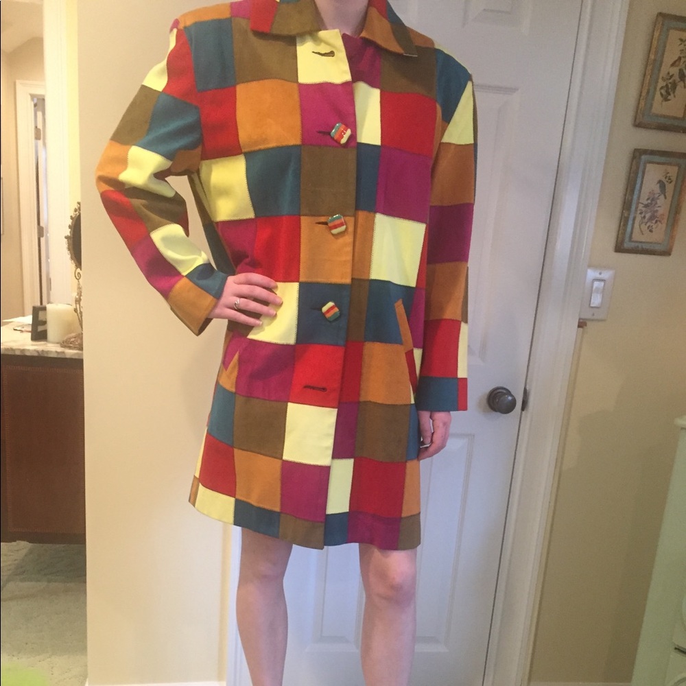 Todd Oldham patchwork faux suede jacket